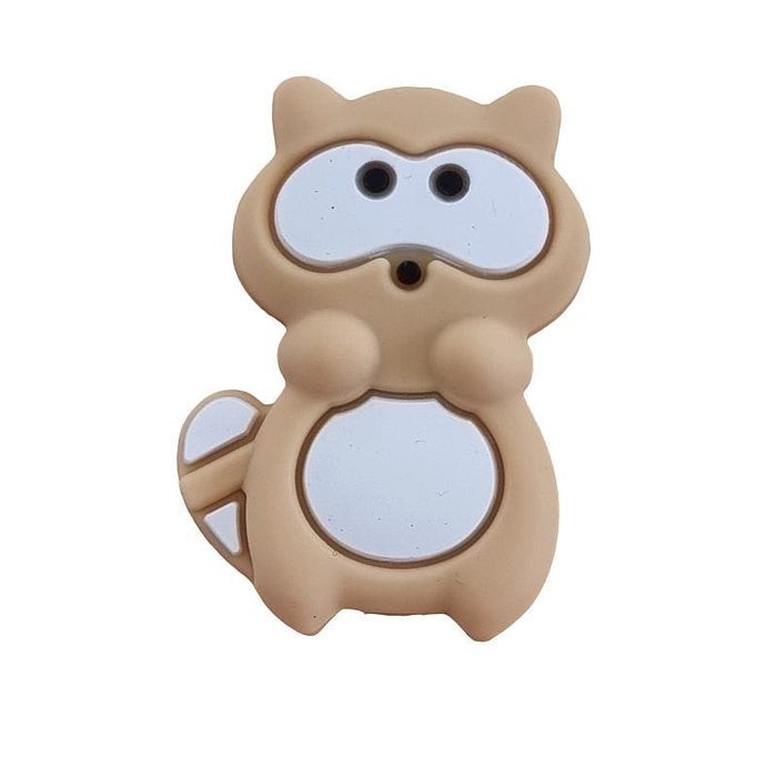 Waschbär in beige Silikon Perle 30x21mm