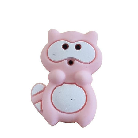 Waschbär in rosa Silikon Perle 30x21mm
