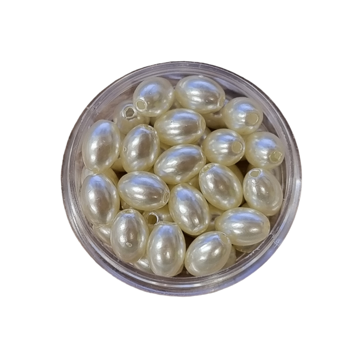 Acrylperle Olive elfenbein 11x7mm ca. 35Stk