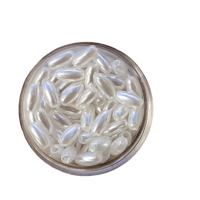 Acrylperle Reis weiss 8x4mm ca. 100Stk