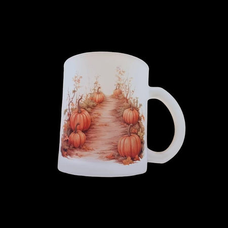 Glas Tasse matt Kürbis rundum bedruckt  1 Stk