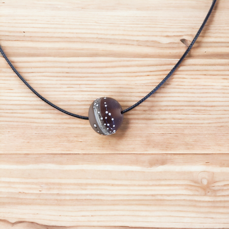 Kette mit Glas Perle Galaxy in Erdtönen