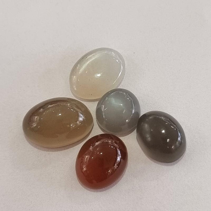 Cabochon Mondstein gemischte Farben Set 1 ca.10-15mm 5Stk.