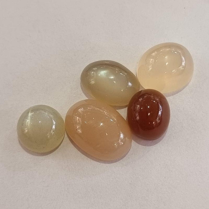 Cabochon Mondstein gemischte Farben Set 2 ca.10-15mm 5Stk.