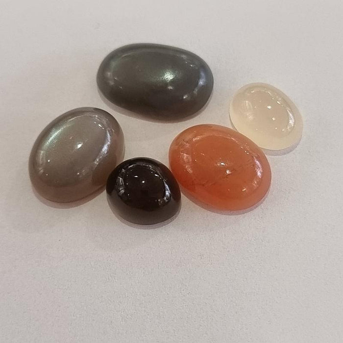 Cabochon Mondstein gemischte Farben Set 4 ca.10-15mm 5Stk.
