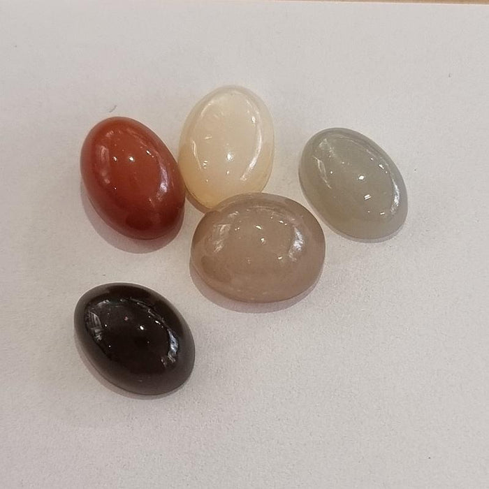 Cabochon Mondstein gemischte Farben Set 6 ca.10-15mm 5Stk.