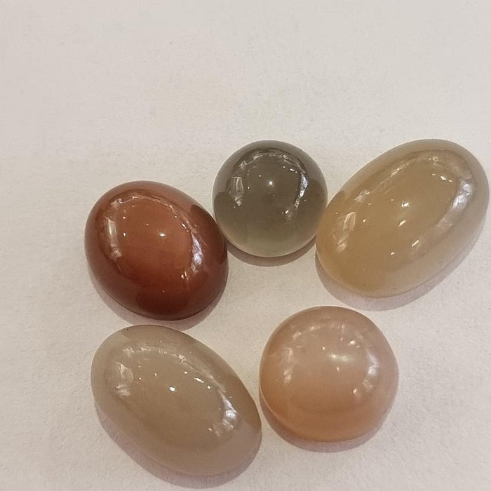 Cabochon Mondstein gemischte Farben Set 8 ca.10-15mm 5Stk.