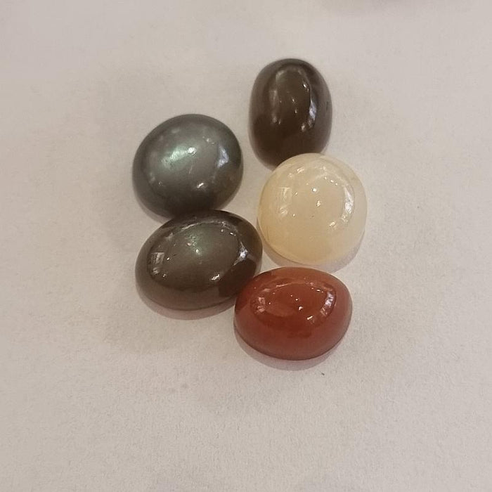 Cabochon Mondstein gemischte Farben Set 9 ca.10-15mm 5Stk.