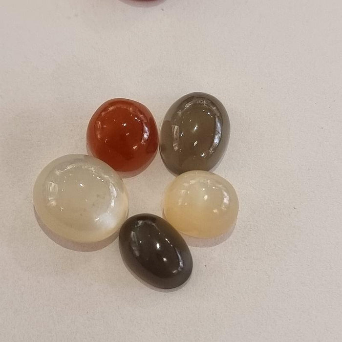 Cabochon Mondstein gemischte Farben Set 10 ca.10-15mm 5Stk.