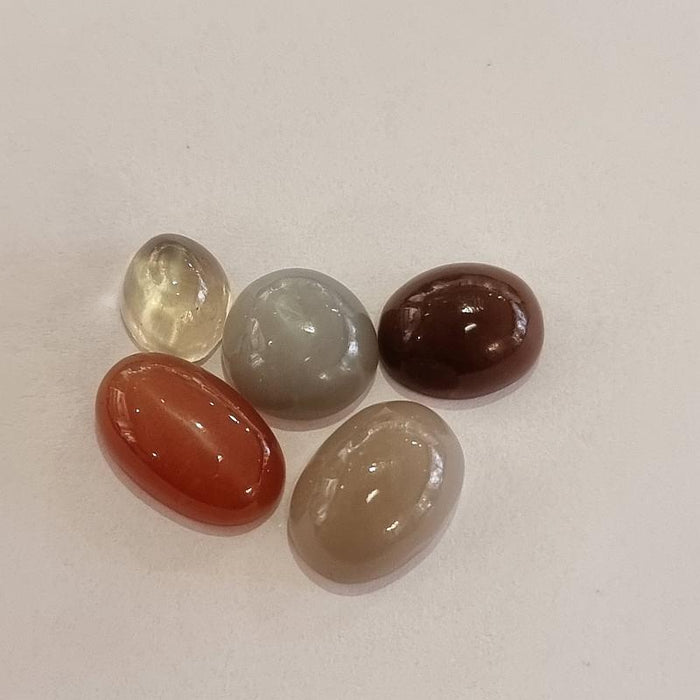 Cabochon Mondstein gemischte Farben Set 11 ca.10-15mm 5Stk.