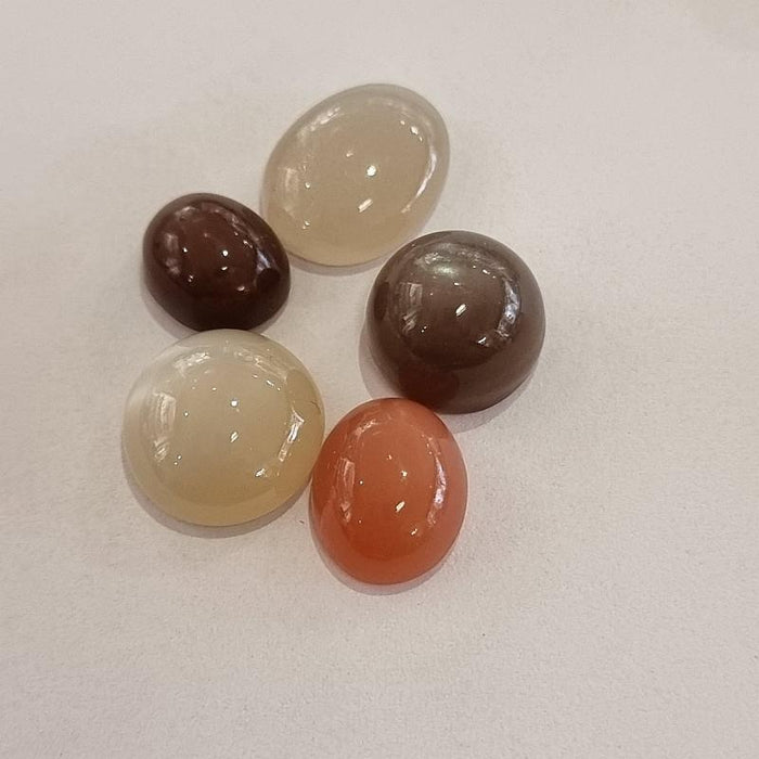 Cabochon Mondstein gemischte Farben Set 12 ca.10-15mm 5Stk.