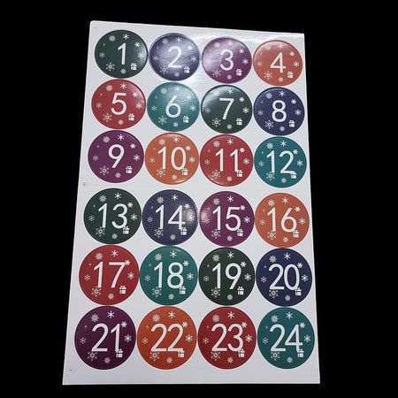 Advents Kalender in Zahlen Kleber 4,5cm Ø 1-24