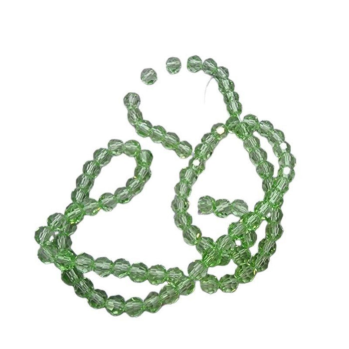 Glas rund Facettiert peridotgrün  4mm 1 Strang