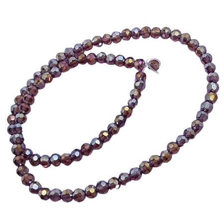 Glas rund Facettiert violett gold Lüster 3mm 1 Strang