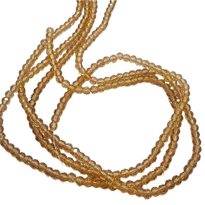Glas rund Facettiert amber 3mm 1 Strang