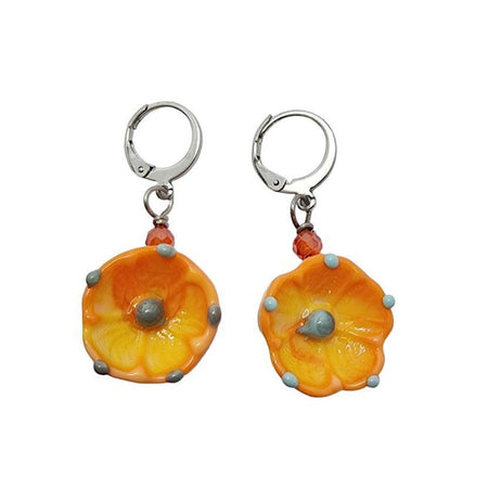 Ohrhänger Blümchen Hydra Orange 1 Paar