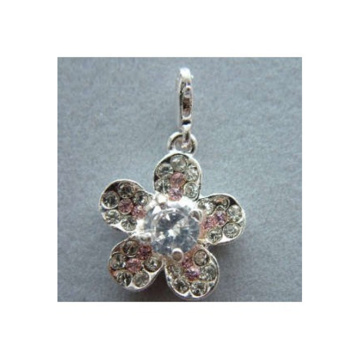 Blume Kristall rose Handyanhänger mit Karabiner (ohne Handyband)  1 Stück