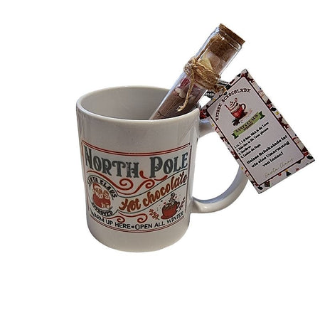 Tasse North Pole bedruckt  mit Schokoladen Röhrchen 1 Stk