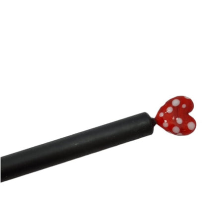 Bleistift mit Handgefertigtem Herz aus Glas rot/ weiss 1 Stk – Bild 2