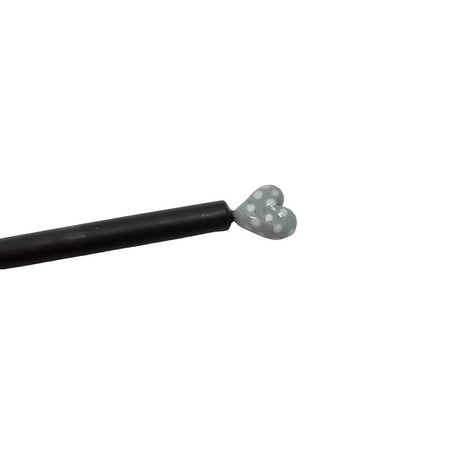 Bleistift mit Handgefertigtem Herz aus Glas grau mit weissen Tupfen 1 Stk
