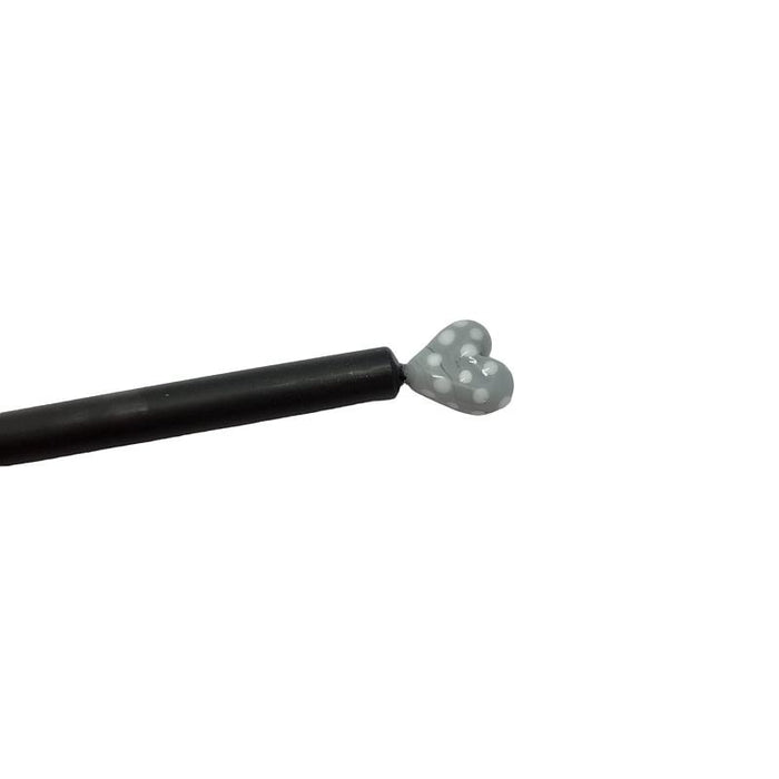 Bleistift mit Handgefertigtem Herz aus Glas grau mit weissen Tupfen 1 Stk