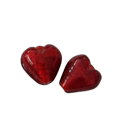 Glasperlen Herz rot  Glitzer 15mm  1 Stk