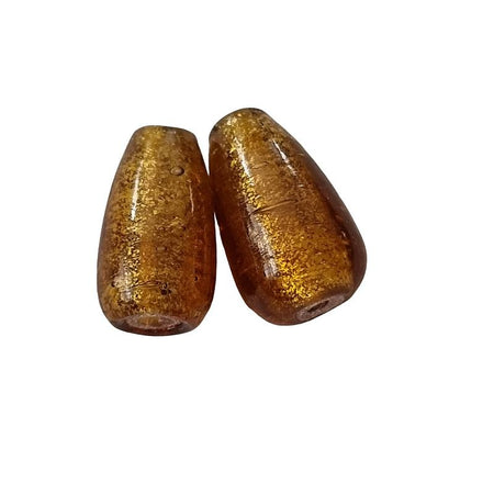 Glasperlen Tropfen Gold Glitzer ca.18x10mm  1 Stk