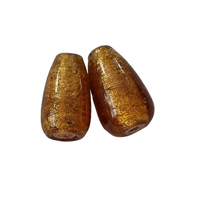 Glasperlen Tropfen Gold Glitzer ca.18x10mm  1 Stk