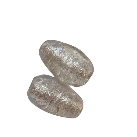 Glasperlen Tropfen weiss Glitzer ca.18x10mm  1 Stk
