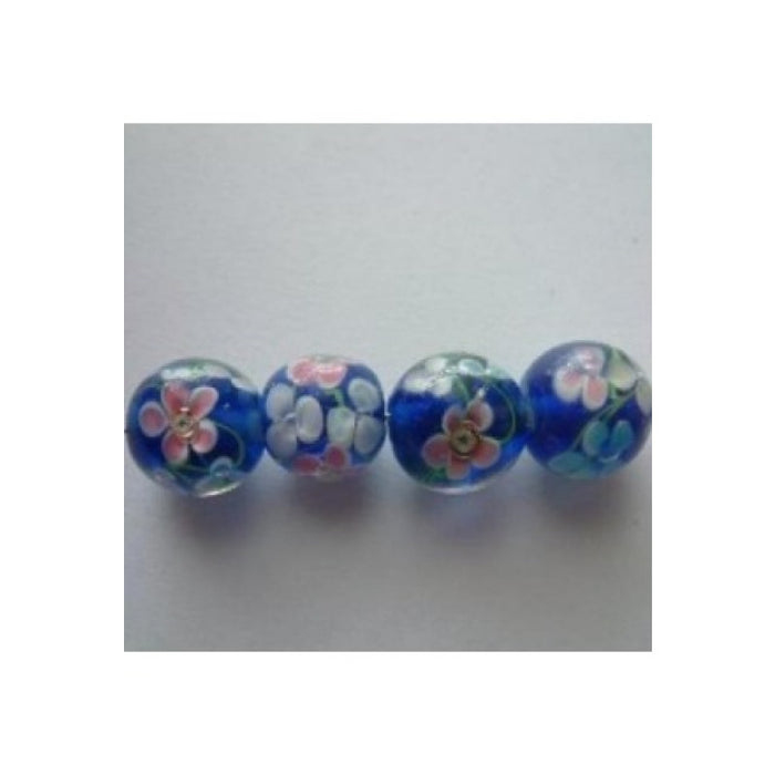 Glasperle Blümli blau ca. 13mm 1 Stück