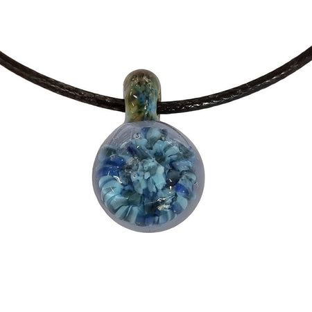 Murano Glas Anhänger Implosion Mosaik blau mit Kette