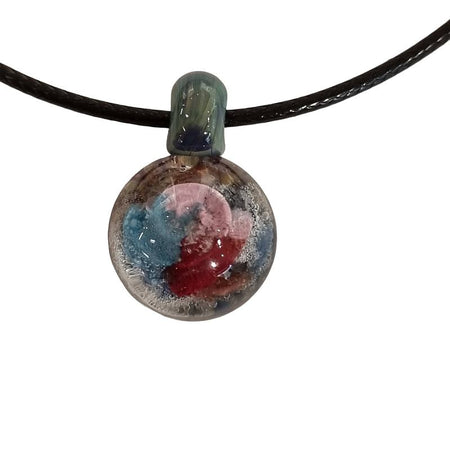 Murano Glas Anhänger Implosion Rose blau rosa rot mit Kette