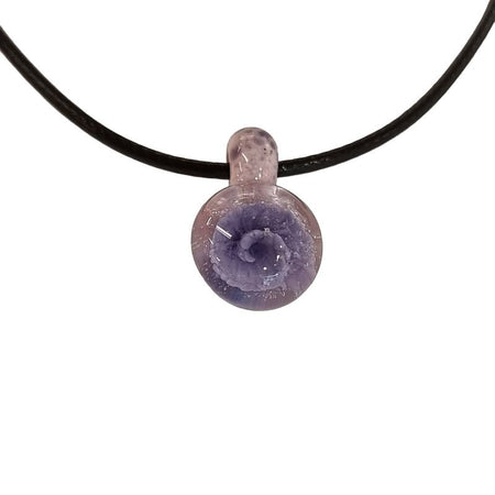 Murano Glas Anhänger Implosion Schnecke lila mit Kette