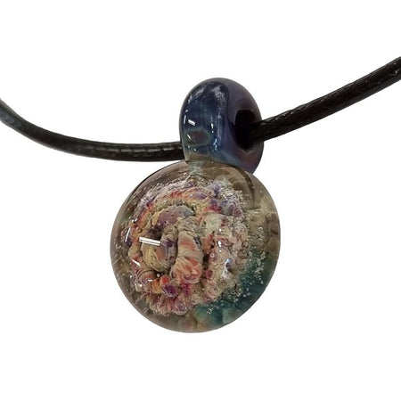 Murano Glas Anhänger Implosion Multicolor lila mit Kette