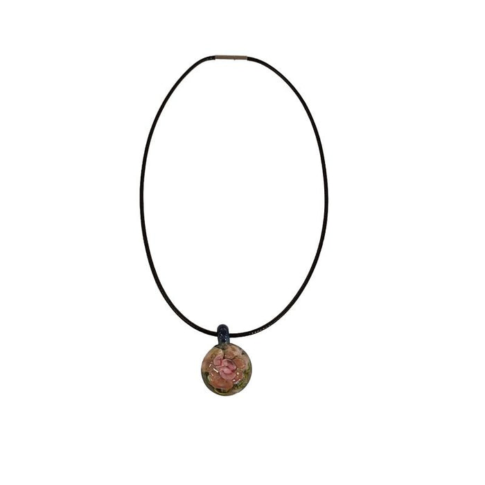 Murano Glas Anhänger Implosion Seerose Multicolor mit Kette – Bild 2