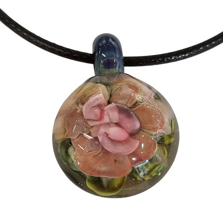 Murano Glas Anhänger Implosion Seerose Multicolor mit Kette