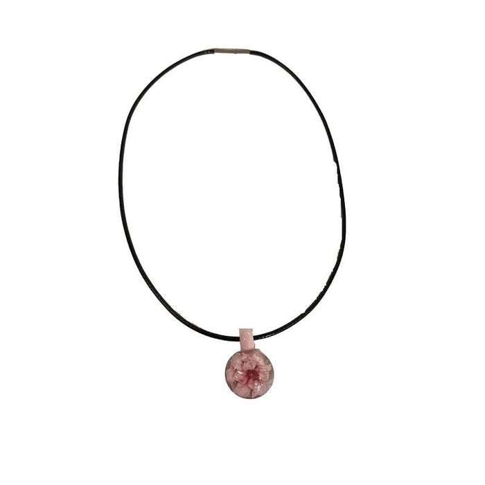 Murano Glas Anhänger Implosion Seerose Vintage mit Kette – Bild 2