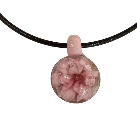 Murano Glas Anhänger Implosion Seerose Vintage mit Kette