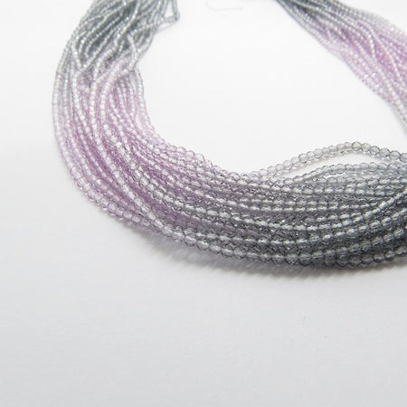 Facettierte, mehrfarbige Glasperlen grau rosa 2mm 1 Strang – Bild 2