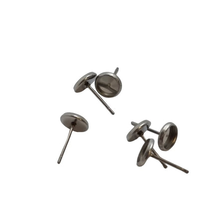 Ohrstecker mit Cab.-Fassung 6mm Edelstahl 10 Stk.