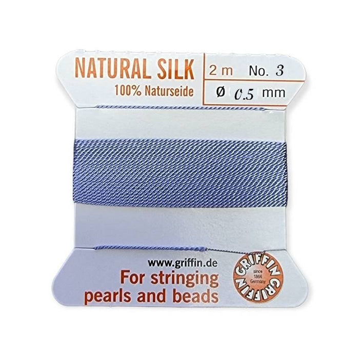 Perlenfaden m. Nadel #3 lilac 0.5mm SEIDE 2m