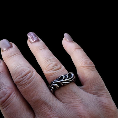 Edelstahl  Ring Schnörkel 8mm Grösse 8 (48) – Bild 2