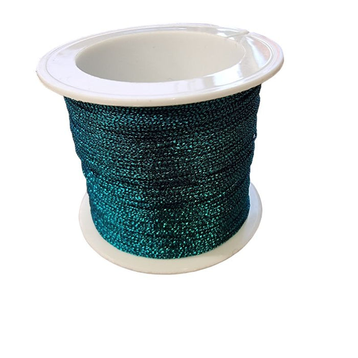 Perlenfaden petrol 0.4mm zum knüpfen, Perlen Häkeln Polyester Metallic 18m