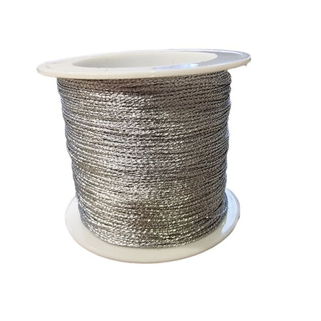 Perlenfaden silber 0.4mm zum knüpfen, Perlen Häkeln Polyester Metallic 18m