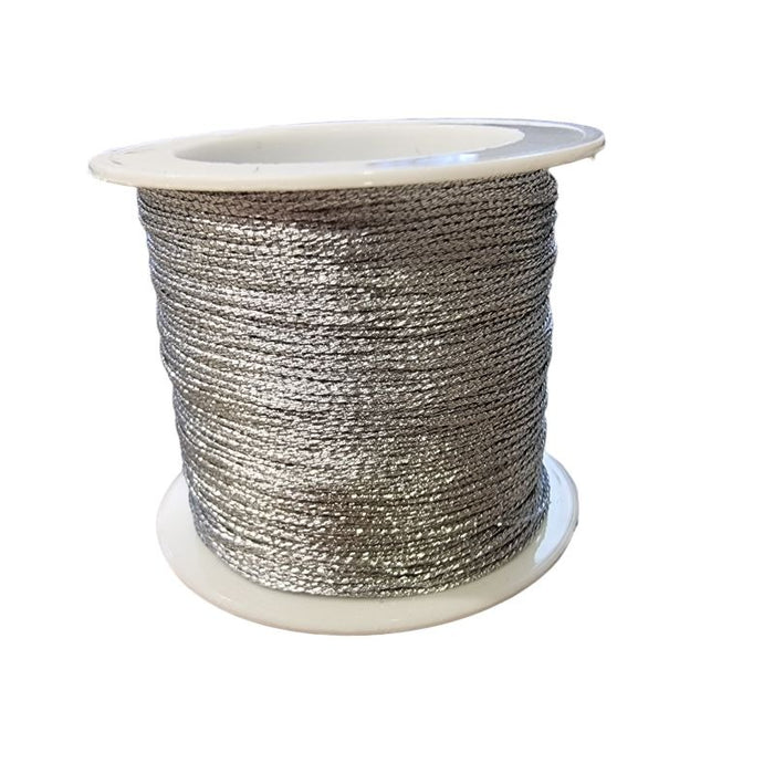 Perlenfaden silber 0.4mm zum knüpfen, Perlen Häkeln Polyester Metallic 18m