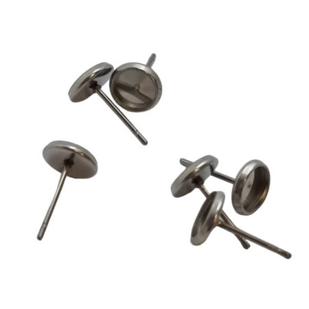 Ohrstecker mit Cab.-Fassung 8mm Edelstahl 10 Stk.