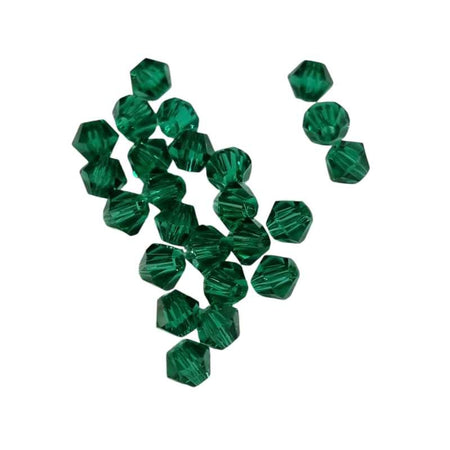 Bicone schliff Perlen smaragd 4mm ca. 1mm Fädelloch 24 Stk.