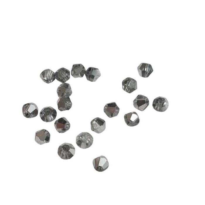 Bicone schliff Perlen silber/klar 4mm 24 Stück