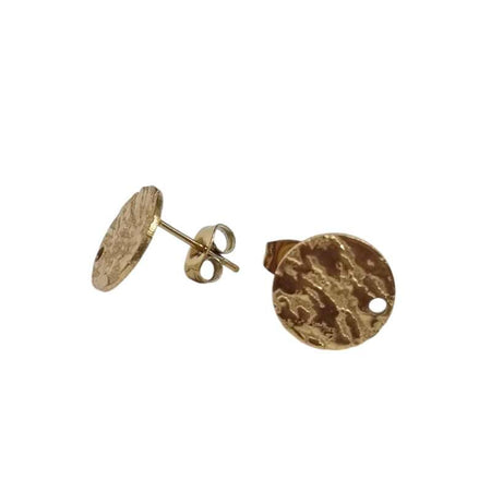 Ohrstecker Textur mit Loch Edelstahl goldf. 12mm Ø 1 Paar