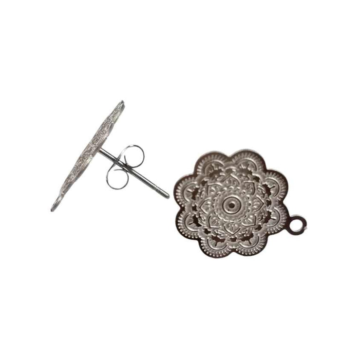 Ohrstecker Mandala mit Öse Edelstahl 15mm Ø 1 Paar